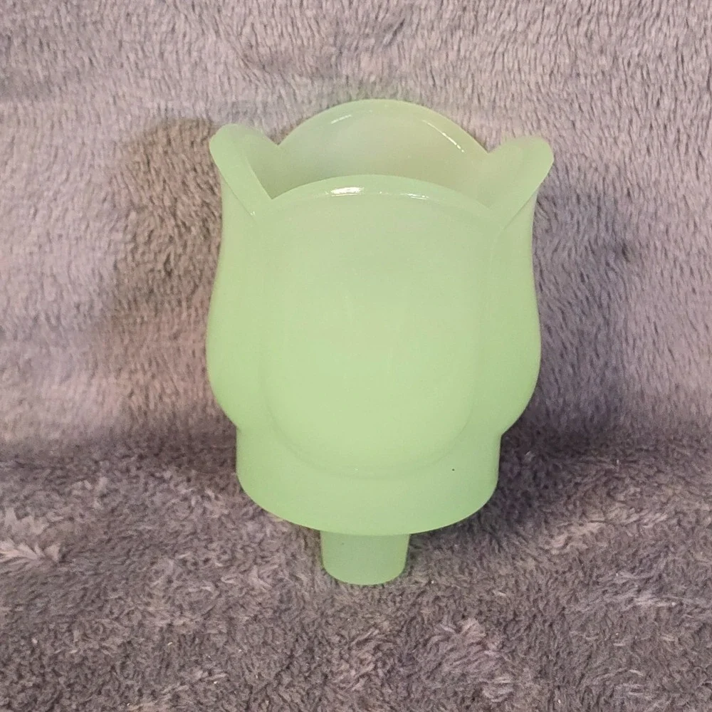 Vintage Jadeite Tulip Votive Candle Holders With Peg Base Set Of Two